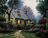 Thomas Kinkade Canvas Paintings - Foxglove Cottage